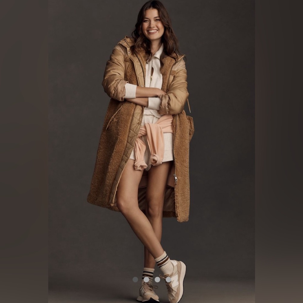 Avec Les Filled Colorblock Sherpa Coat SIZE L